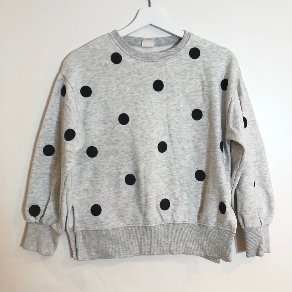 Zara Kids Grey and Black Polka Dot Sweater